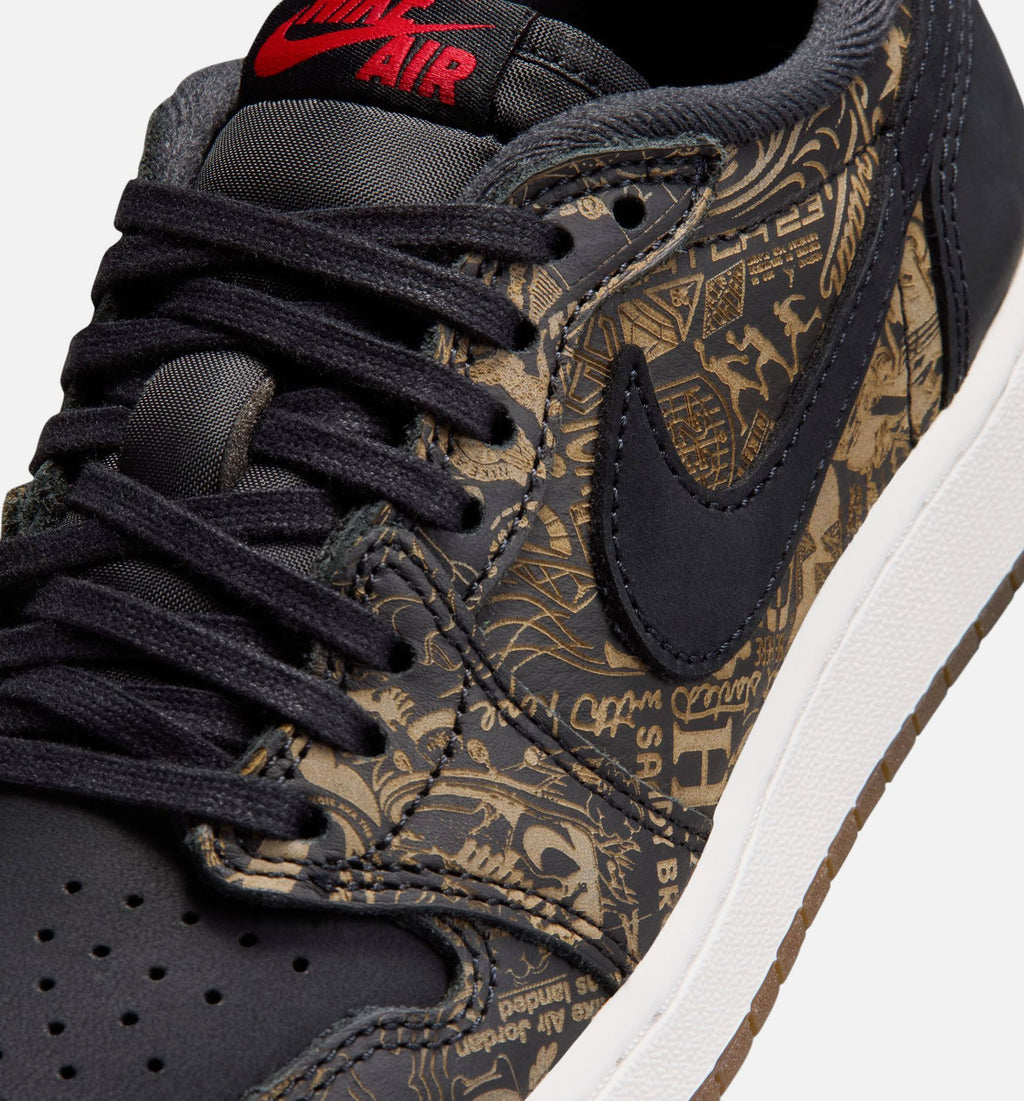 Air Jordan 1 Retro Low OG Laser Black and Varsity Red Grade School Sneakers - Black/Varsity Red/Summit White | Free Shipping