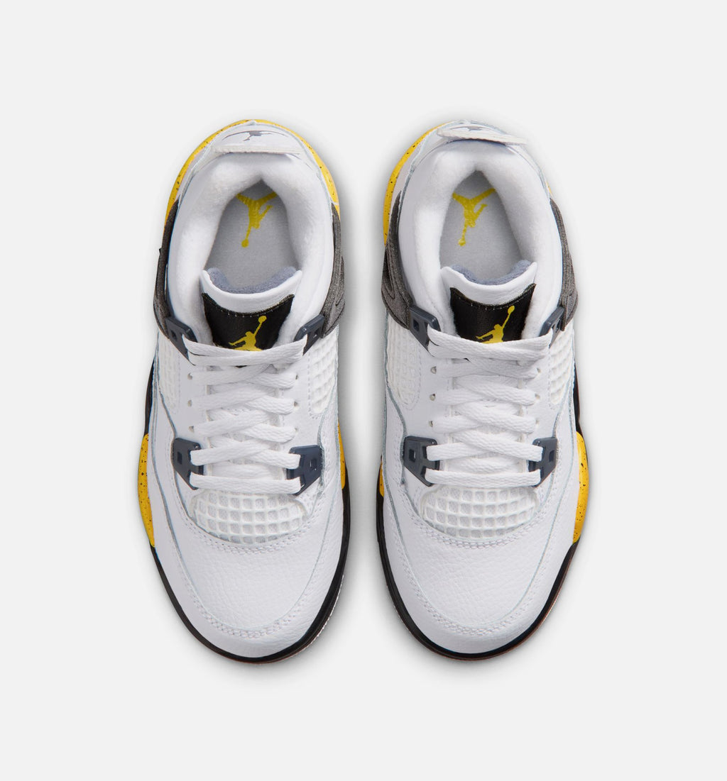 Air Jordan 4 Retro Rare Air Tour Yellow Men's Sneakers - White/Dark Blue Grey/Black/Tour Yellow
