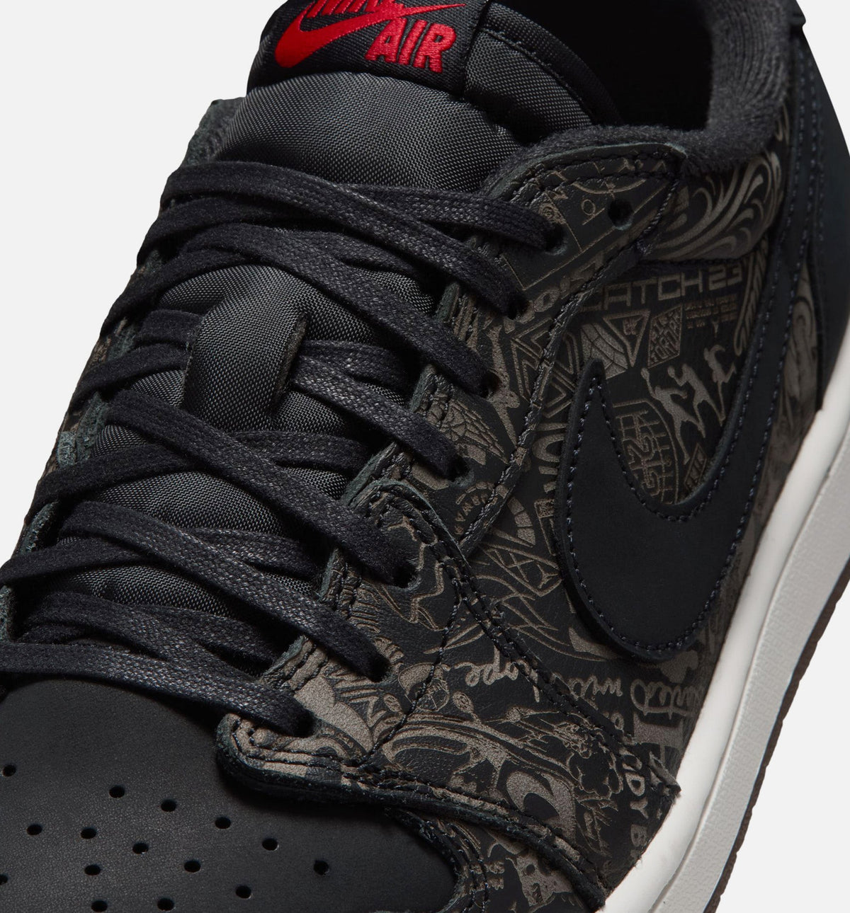 Air Jordan 1 Retro Low OG Laser Black and Varsity Red Men's Sneakers - Black/Varsity Red/Summit White | Free Shipping