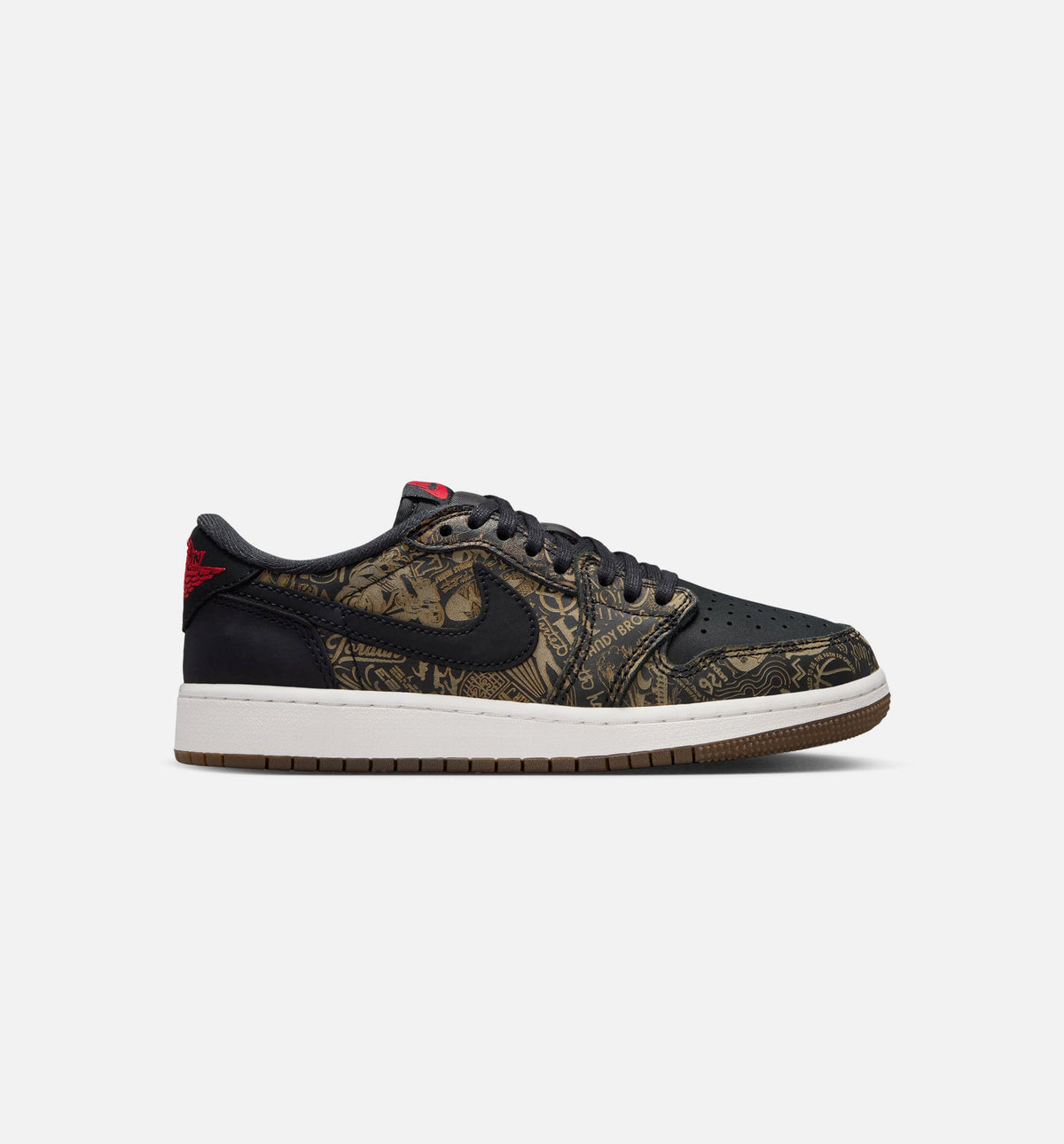 Air Jordan 1 Retro Low OG Laser Black and Varsity Red Grade School Sneakers - Black/Varsity Red/Summit White | Free Shipping