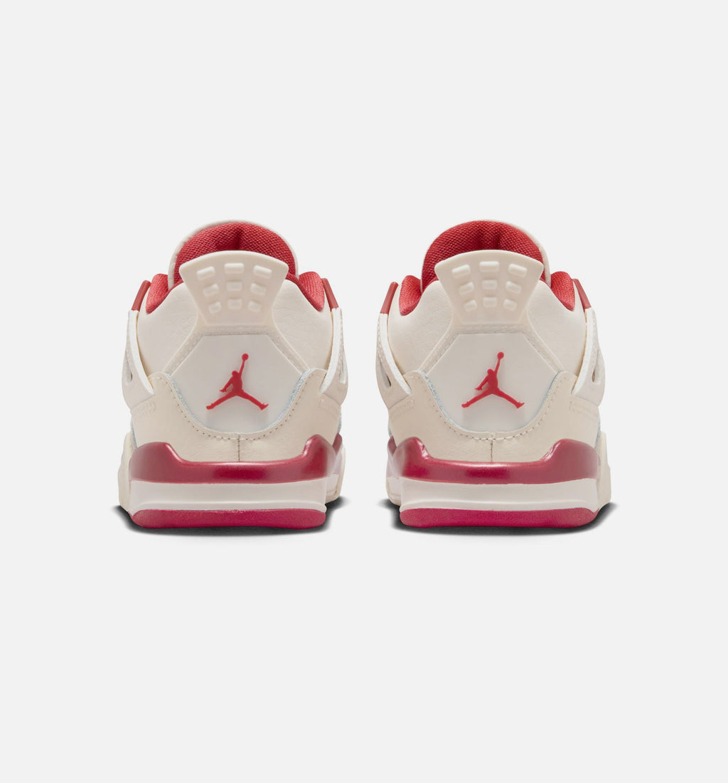 Air Jordan 4 Retro Valentine's Day Infant & Toddler Sneakers - Pale Ivory/Sierra Red/Tough Red